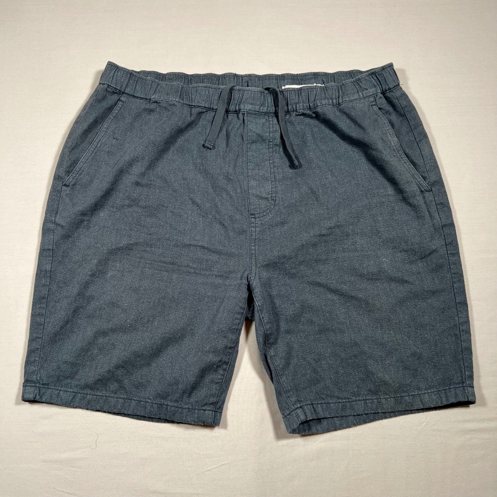 Outerknown Mens Hemp Organic Cotton Drawstring Shorts Blue XL Elastic Waist